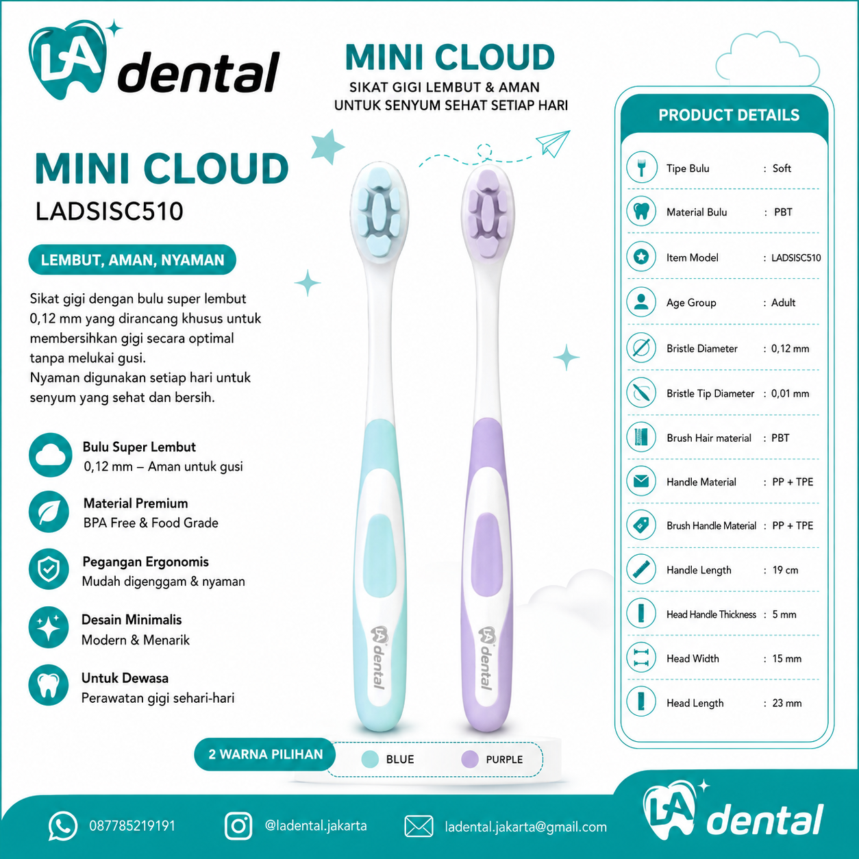 Sikat Gigi Dewasa MINI CLOUD SERIES